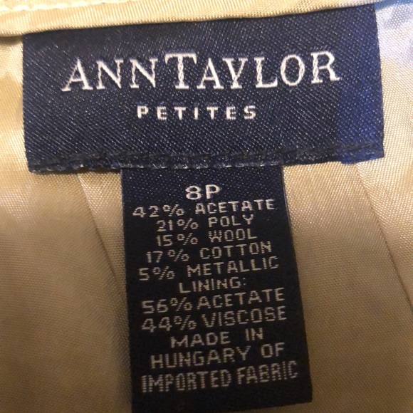 ANN TAYLOR PETITES TWEED SILVER&GOLD  PENCIL-SKIRT SZ 8P. LINED.GREAT CONDITION - Picture 6 of 7